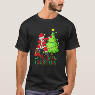 Camiseta Dabbing Papai Noel Feliz Natal Com Pinho De Árvor