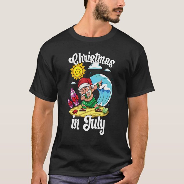 Camiseta Dabbing Papai Noel Natal Em Julho Xmas Beach V (Frente)