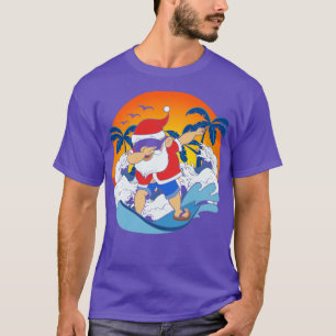 Camiseta Dabbing Papai Noel surfando chocante Natal havaian