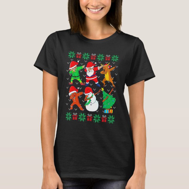 Camiseta Dabbing Papais noeis Elf Amigos Ugly Xmas Sweater  (Frente)