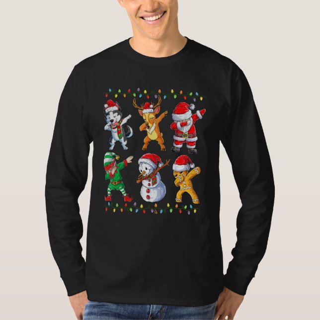 Camiseta Dabbing Papais noeis Elf Reindeer Dab Xmas Pjs Nat (Frente)