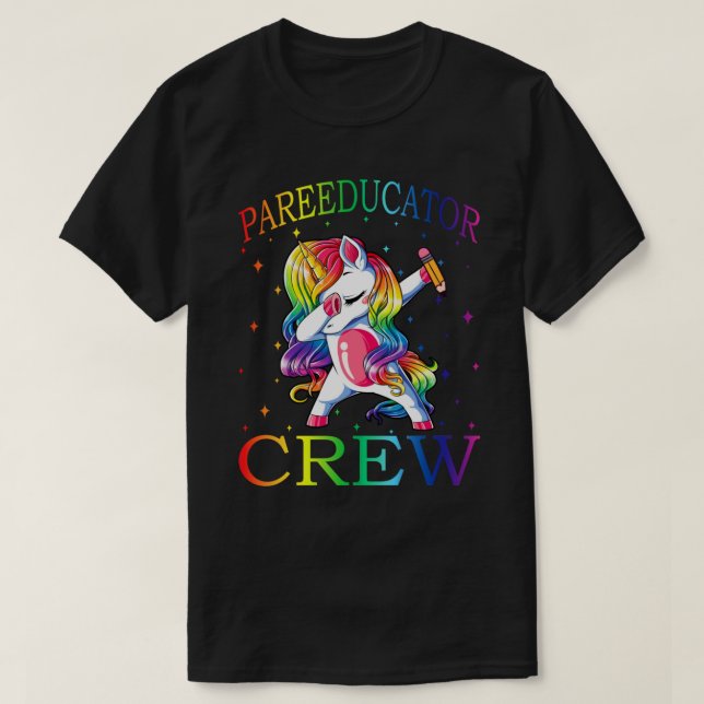 Camiseta Dabbing PARAEDUCATOR Crew Unicorn Tshirt 1rua dia  (Frente do Design)