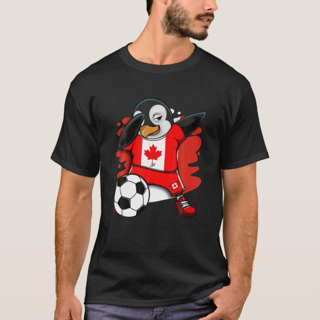 Camiseta Dabbing Penguin Canada Soccer Fans Jersey (Frente)