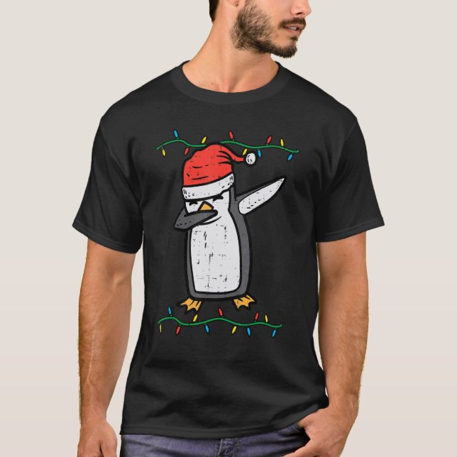 Camiseta Dabbing Penguin Dab Xmas Christmas Boys Kids Youth (Frente)