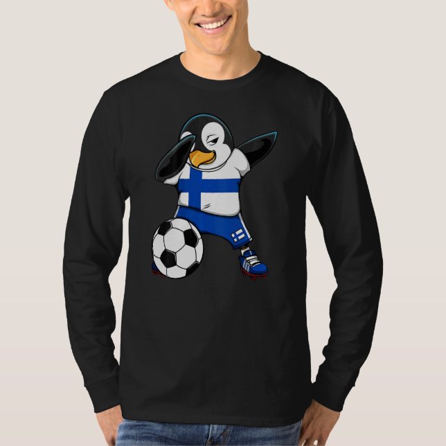 Camiseta Dabbing Penguin Finlândia Soccer Fans Jersey (Frente)