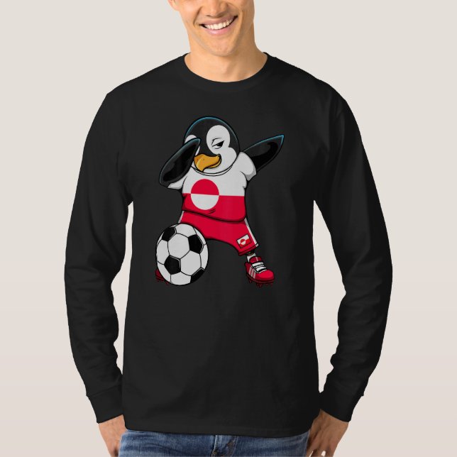 Camiseta Dabbing Penguin Groelândia Soccer Fãs Jersey (Frente)