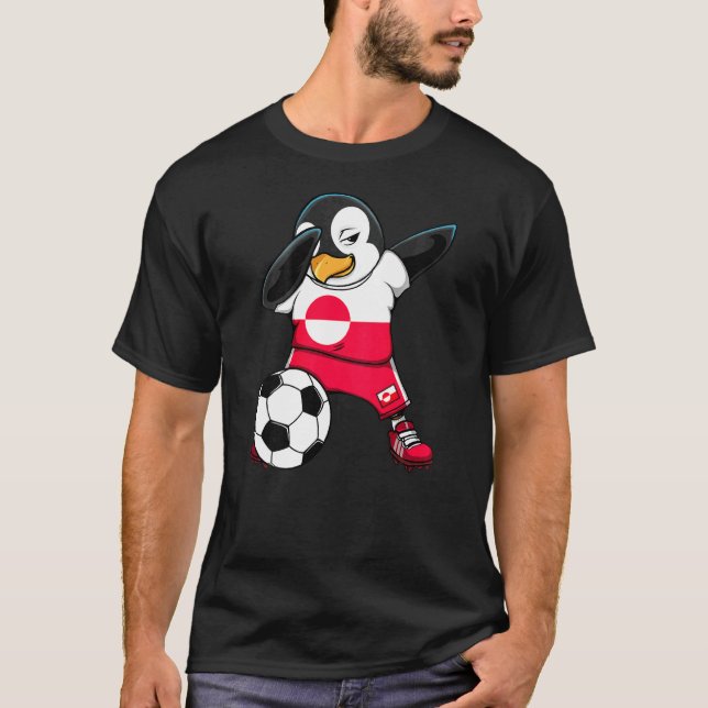 Camiseta Dabbing Penguin Groelândia Soccer Fãs Jersey (Frente)