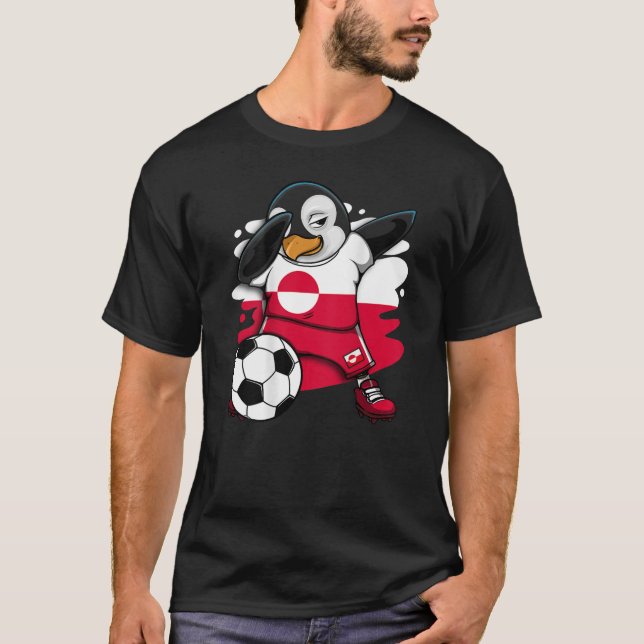Camiseta Dabbing Penguin Groelândia Soccer Fãs Jersey (Frente)