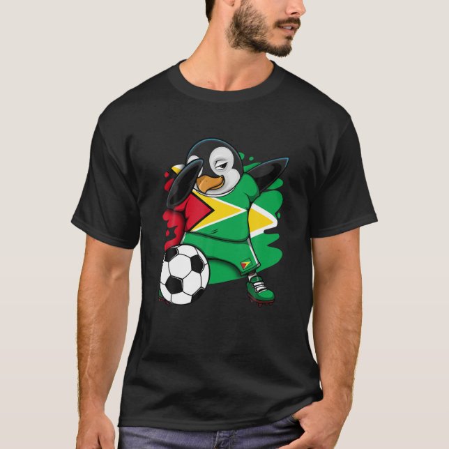 Camiseta Dabbing Penguin Guyana Soccer Fans Jersey Flag Foo (Frente)