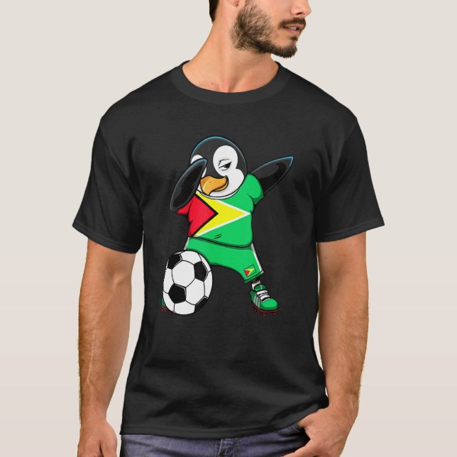 Camiseta Dabbing Penguin Guyana Soccer Fans Jersey Flag Foo (Frente)