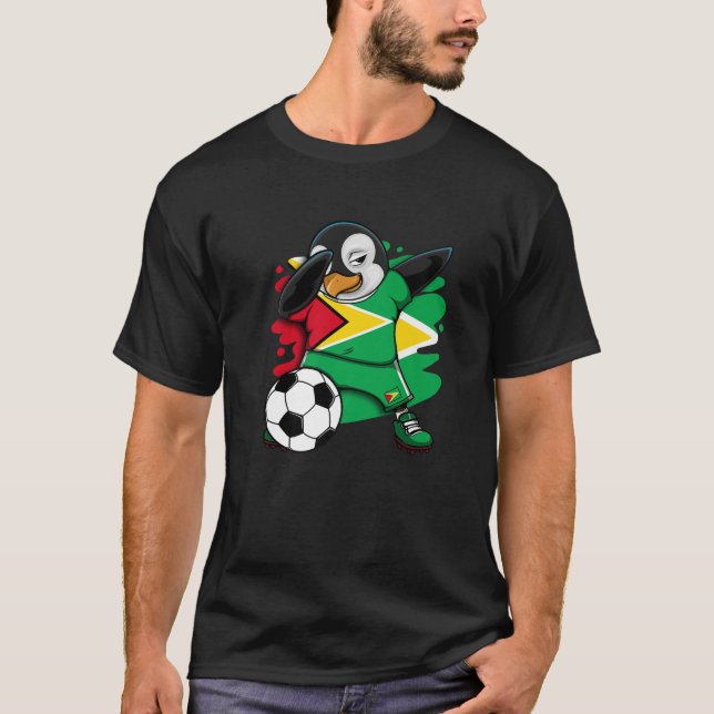 Camiseta Dabbing Penguin Guyana Soccer Fans Jersey Flag Foo (Frente)
