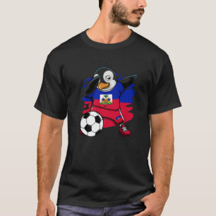 Camiseta Dabbing Penguin Haiti Soccer Fans Jersey Flag Foot