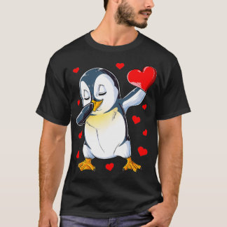 Camiseta Dabbing Penguin Heart Dias de os namorados Garotas