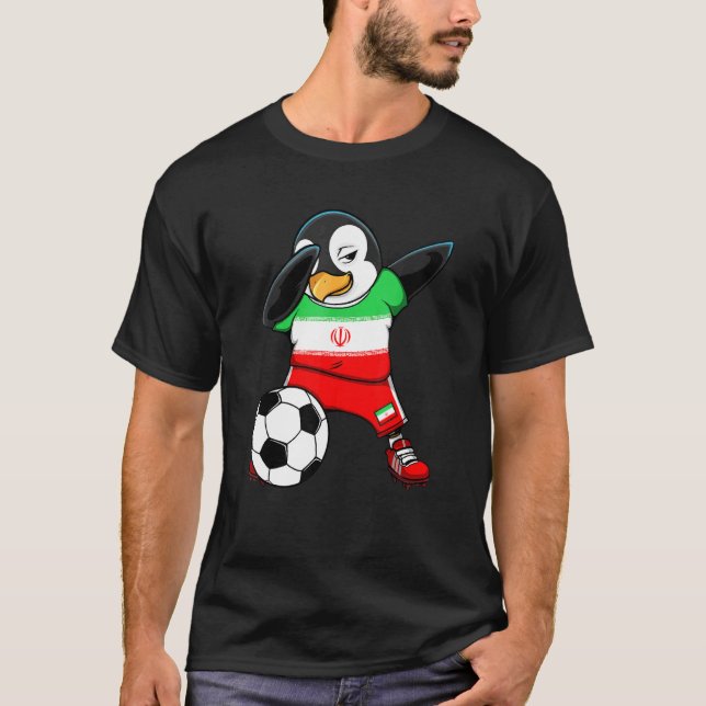 Camiseta Dabbing Penguin Iran Soccer Fans Jersey S (Frente)