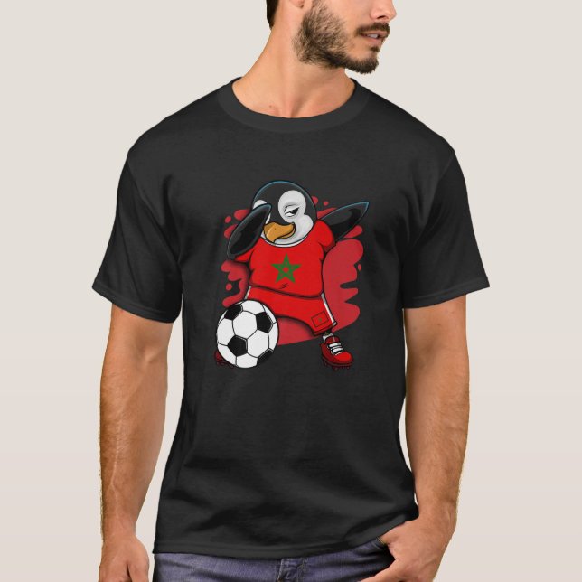 Camiseta Dabbing Penguin Marrocos Soccer Fans Jersey (Frente)
