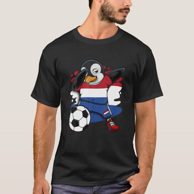 Camiseta Dabbing Penguin Netherlands Soccer Fan Jersey Foot (Frente)