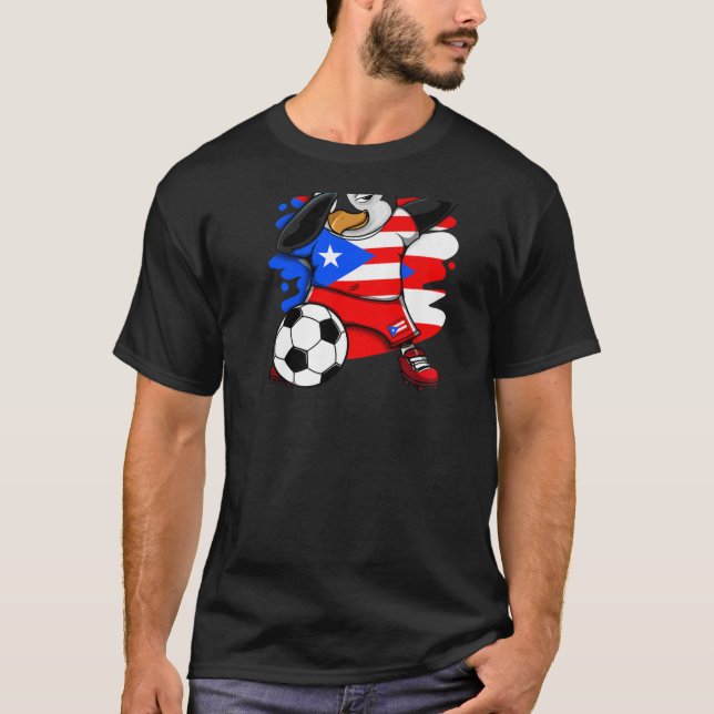 Camiseta Dabbing Penguin Porto Rico Soccer Fan Jersey Foot (Frente)
