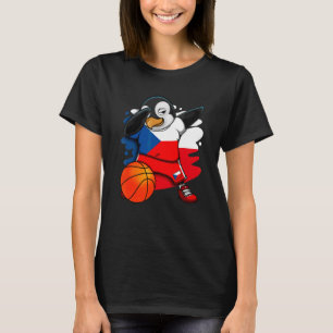 Camiseta Dabbing Penguin República Checa Fãs de Basquete Je