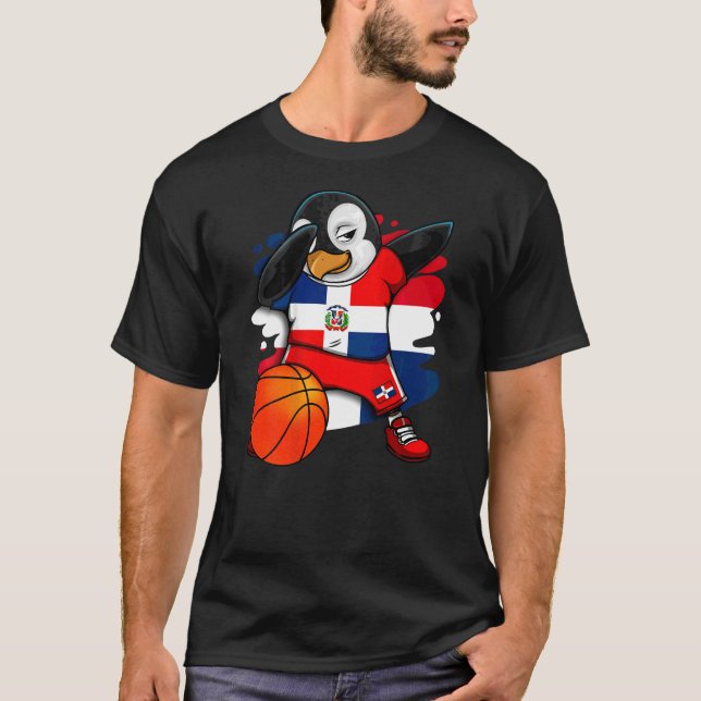 Camiseta Dabbing Penguin República Dominicana Fãs de Basque (Frente)