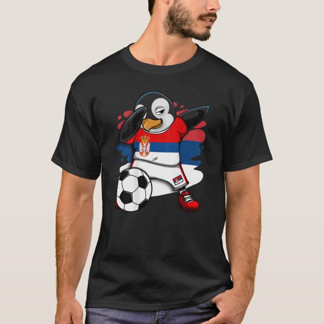 Camiseta Dabbing Penguin Serbia Soccer Fans Jersey Football (Frente)