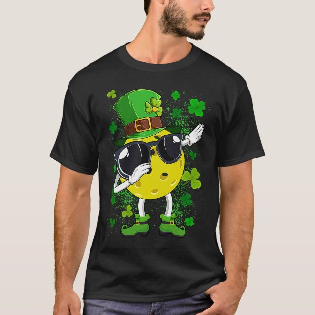 Camiseta Dabbing Pickleball Ball Leprechaun Rua de Patrick (Frente)