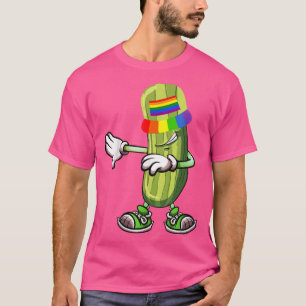 Camiseta Dabbing Pickles Pepino Engraçado Pepino Arco-Íris