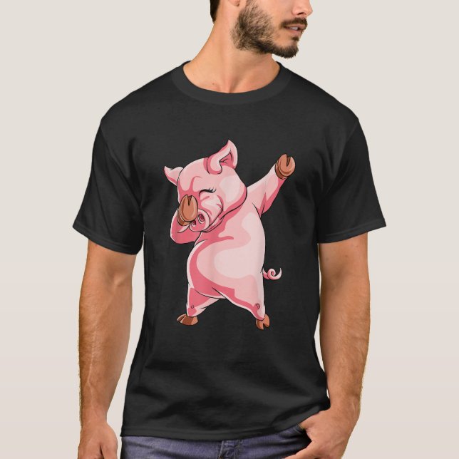 Camiseta Dabbing Pig T Shirt Dab Gift Engraçado Dance Piggy (Frente)