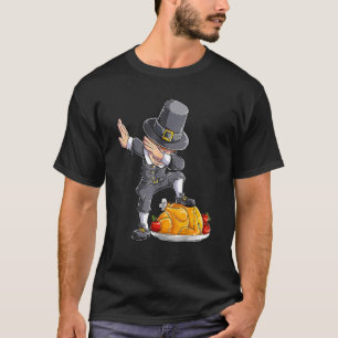 Camiseta Dabbing Pilgrim Boy Turkey Dia de Ação de Graças M