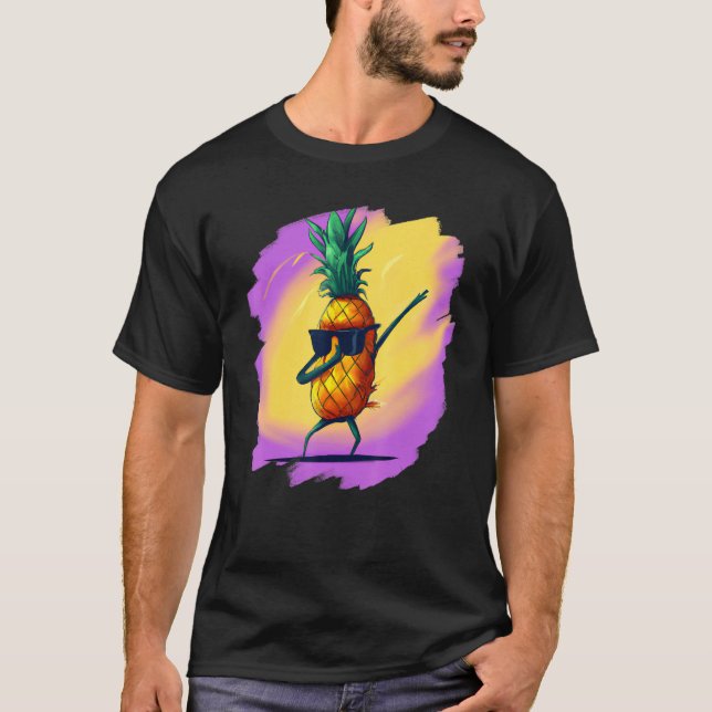 Camiseta Dabbing Pineapple Aloha Sunglasses Beach Dance Haw (Frente)