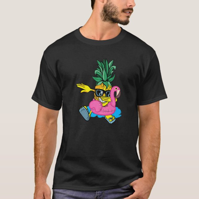 Camiseta Dabbing Pineapple Flamingo Float Aloha Beaches Haw (Frente)