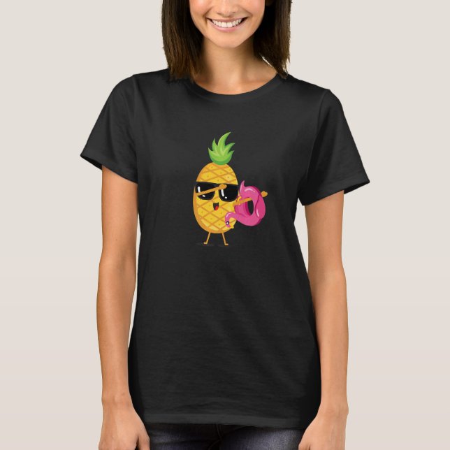 Camiseta Dabbing Pineapple Flamingo Float Aloha Beaches Haw (Frente)