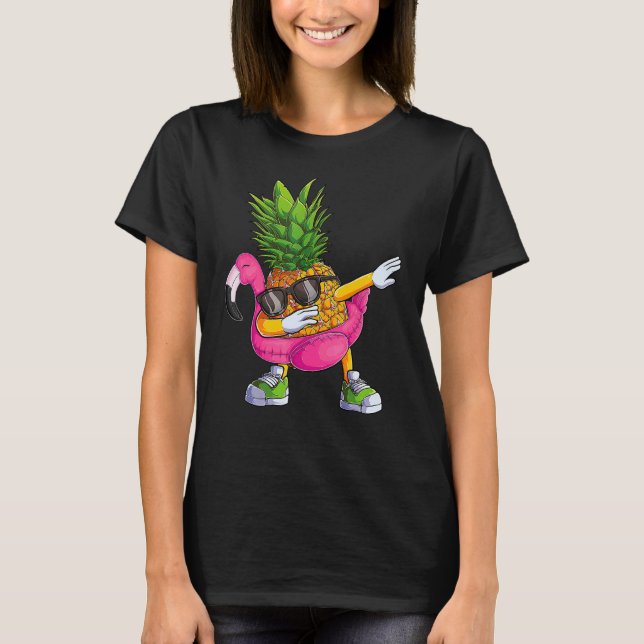 Camiseta Dabbing Pineapple Flamingo Tropical aloha Beach Ha (Frente)