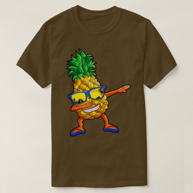 Camiseta Dabbing Pineapple  Men Kid Beach Vacation Summer H (Frente do Design)