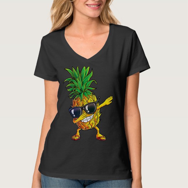 Camiseta Dabbing Pineapple Sunglass Aloha Beaches Hawaii (Frente)
