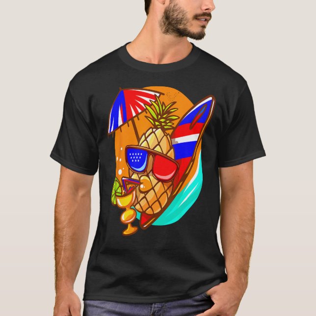 Camiseta Dabbing Pineapple Sunglass Aloha Beaches Hawaii My (Frente)