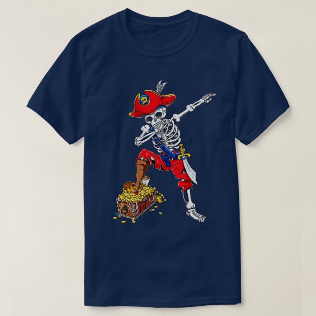 Camiseta Dabbing Pirate Skeleton Dab Kids Halloween Costume (Frente do Design)