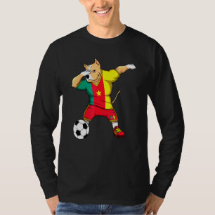 Camiseta Dabbing Pitbull Dog Cameroon Soccer Fans Jersey Fo