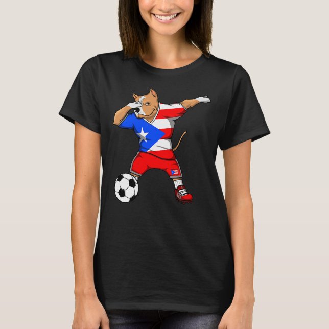 Camiseta Dabbing Pitbull Dog Porto Rico Soccer (Frente)