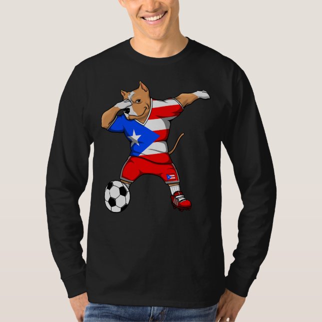 Camiseta Dabbing Pitbull Dog Porto Rico Soccer (Frente)