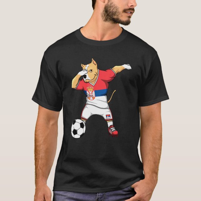 Camiseta Dabbing Pitbull Sérvia Soccer Fans Jersey Sérvio (Frente)
