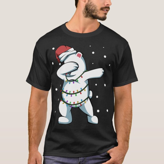 Camiseta Dabbing Polar Bear Luz de Natal Decorre Fu (Frente)