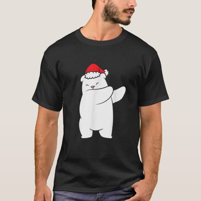 Camiseta Dabbing Polar Bear Santa Hat Christmas Hat Polar B (Frente)