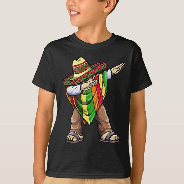 Camiseta Dabbing Poncho Mexicano Cinco De Mayo  (Frente)