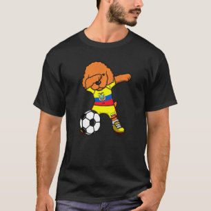 Camiseta Dabbing Poodle Dog Equador Soccer Fãs Jersey Pé