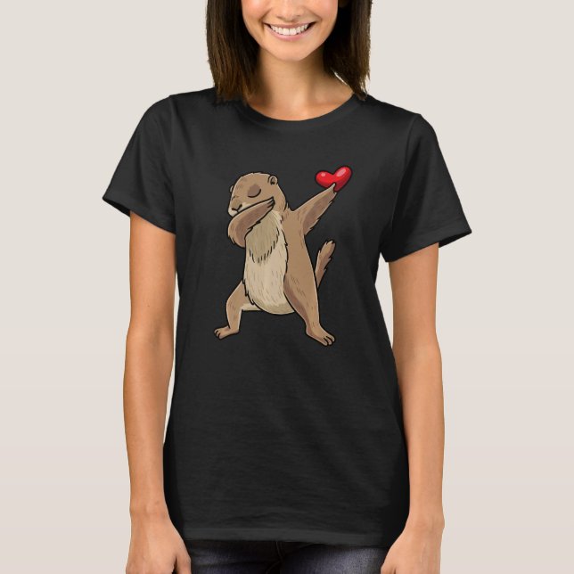 Camiseta Dabbing Prairie Dog With Heart Rodent (Frente)