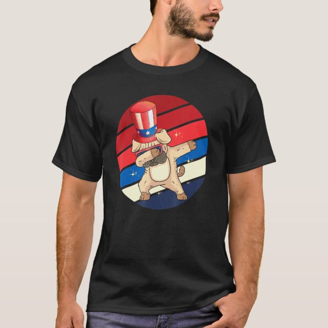 Camiseta Dabbing Pug 4 de julho Dia da Independência Dos Eu (Frente)