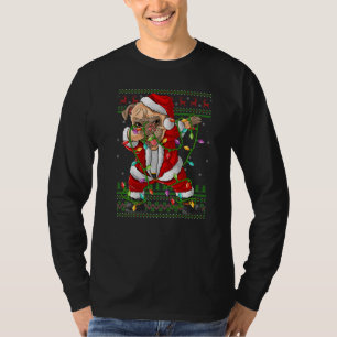Camiseta Dabbing Pug Dog Xmas Luz Feia Papais noeis Pug Nat