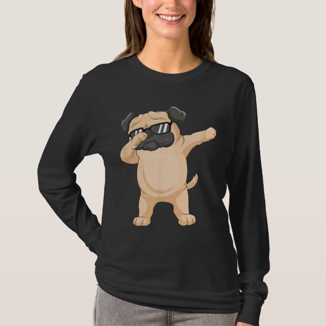 Camiseta Dabbing Pug Pug Sunglass Dab Dance Classic T-Shi (Frente)
