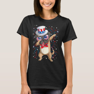 Camiseta Dabbing Pug Tio Sam Hat American Flag 4 julho P
