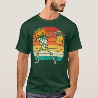 Camiseta Dabbing Pumpkin Skeleton Candy Retro Toddler